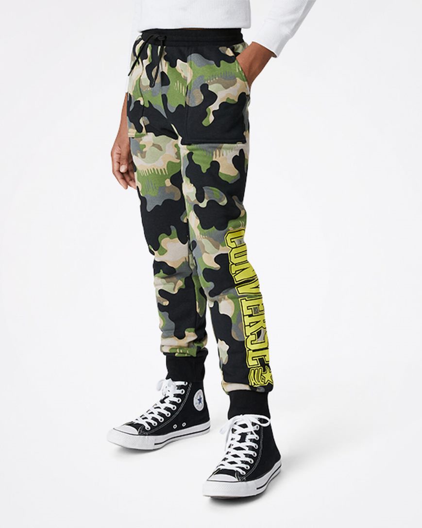 Calças Jogger Converse Camo Menino Verde Oliva | PT X08073P